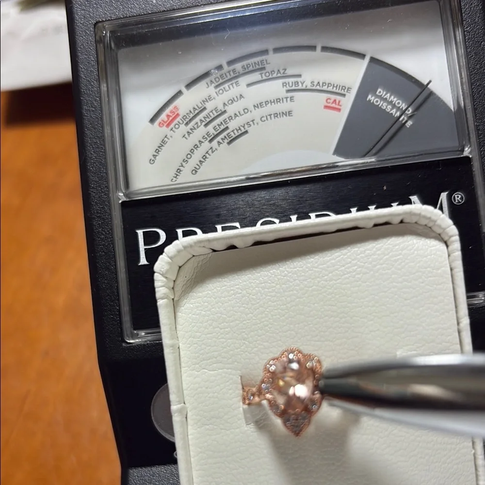 Pear Cut 1.25 tcw Morganite & Diamond Ring 14k Rose GP Sterling Silver Size 7 - Picture 13 of 13